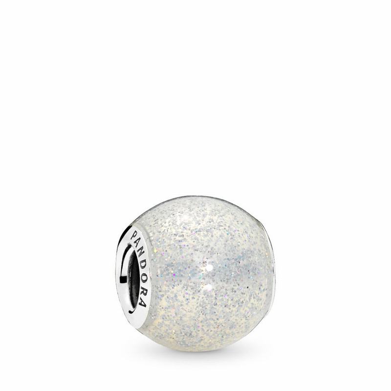 Pandora Glitter Ball Charm Ireland - Sterling Silver/Enamel/White - 712836PUI